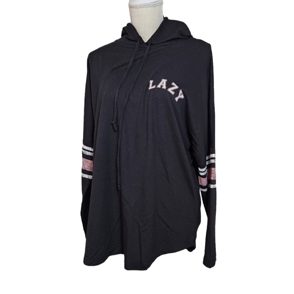 ✨️ About a Girl Black Large LAZY Long Sleeve Hoodie Shirt